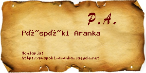 Püspöki Aranka névjegykártya